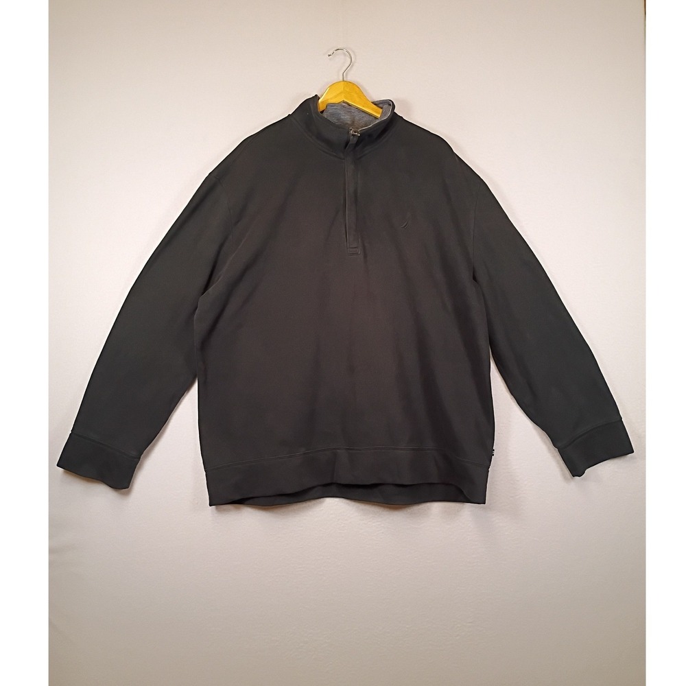Classic Preppy Nautica Mens XXL Charcoal Gray‎ Quarter Zip Pullover Sweatshirt